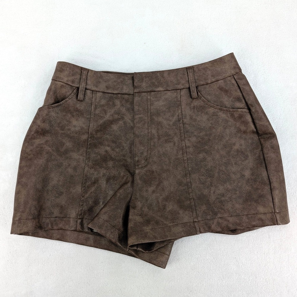 CI SONO Faux Leather Distressed Brown Shorts Size L PUSH60